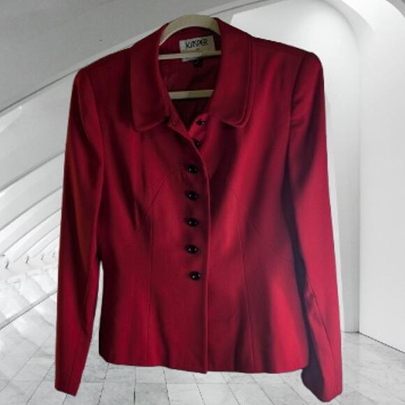 Kasper 8 vintage red button down lined polyester woman's blazer. - Picture 1 of 1